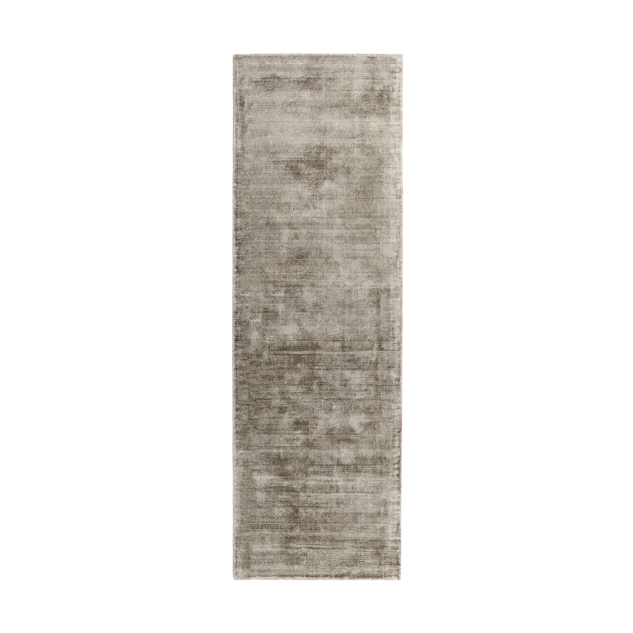 Luxury handwoven viscose rug, in a moleskin colour, with a tip sheared finish giving a vintage effect. Size - Runner Pile Height: 7mm Dimensions: 660 x 2400 mm 100% Viscose Hand Woven in India Delivery: 5-7 days